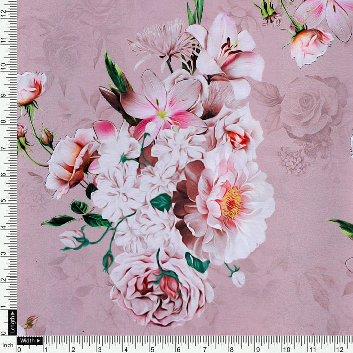High Quality Multicolor Floral with Brown Base Digitally Printed Fabrics - FAB VOGUE Studio®