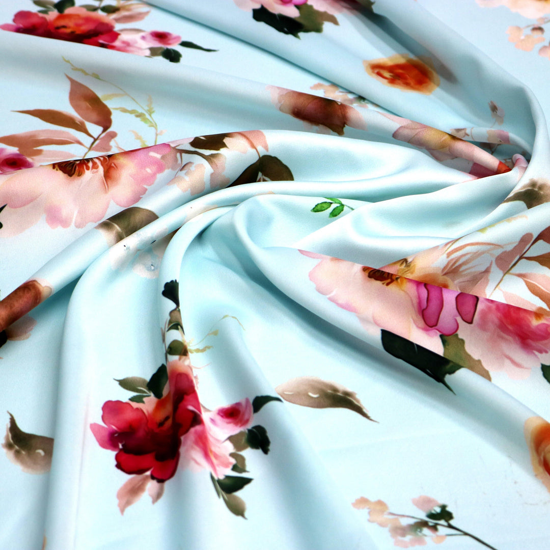 High Quality Multicolor Floral on Rama Digitally Printed Fabrics - FAB VOGUE Studio®