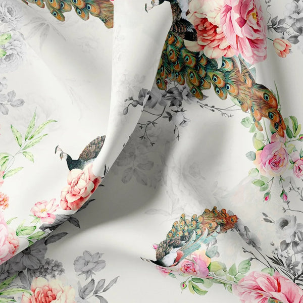 Peacock & Floral Digital Printed Fabric – js 0 0ta06406 110 peacock and floral digital printed fabric 1