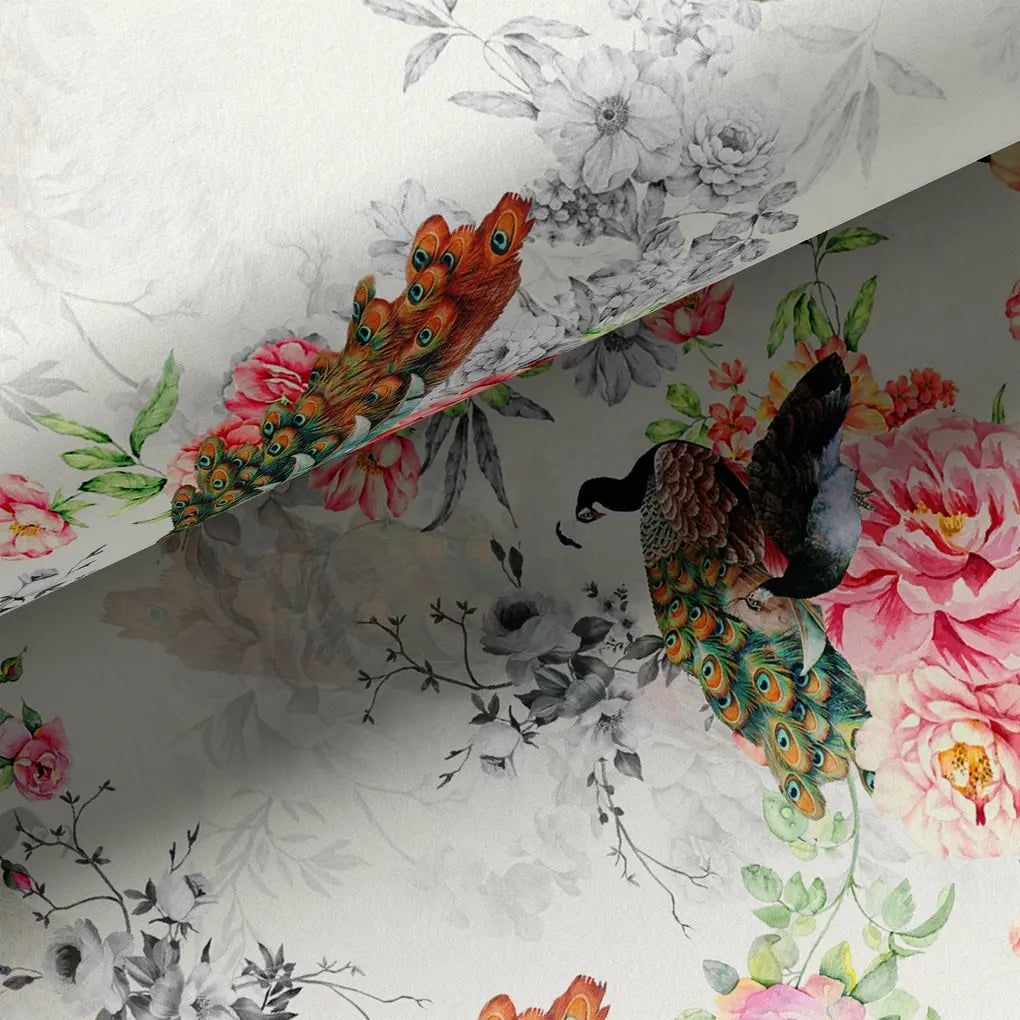 Peacock & Floral Digital Printed Fabric – js 0 0ta06406 110 peacock and floral digital printed fabric 3