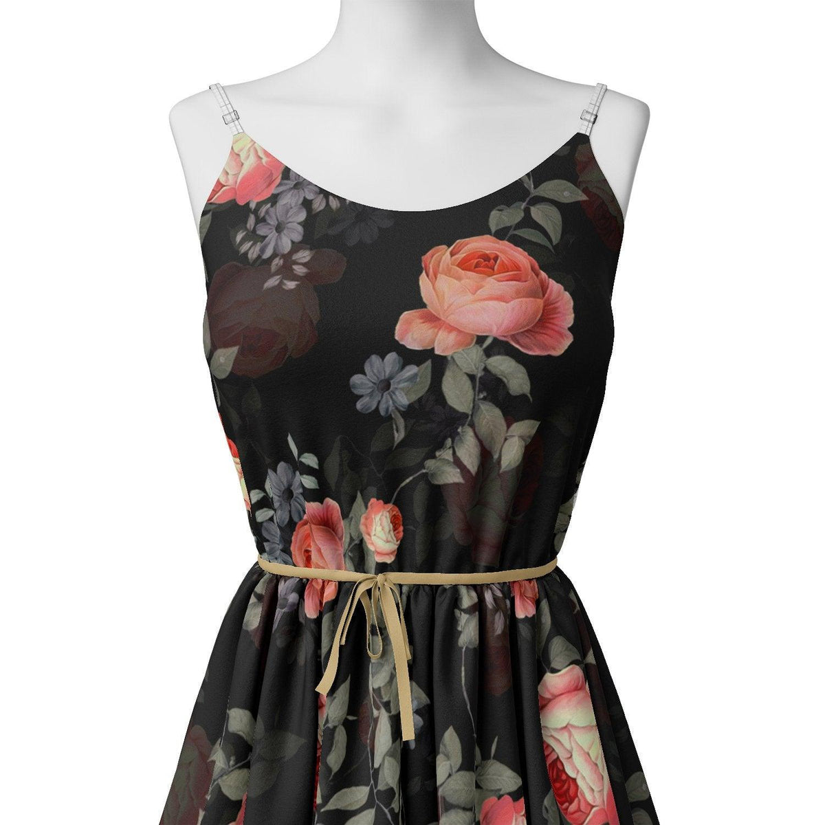 Elegant Floral Over Black Base Digital Printed Fabric – js 0 0ta06659p1 110 elegant floral over black base digital printed fabric 2