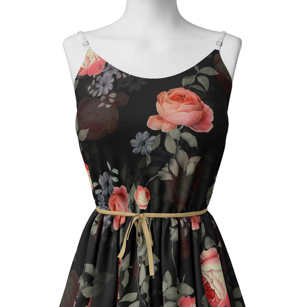 Elegant Floral Over Black Base Digital Printed Fabric – js 0 0ta06659p1 110 elegant floral over black base digital printed fabric 2 - alternate view