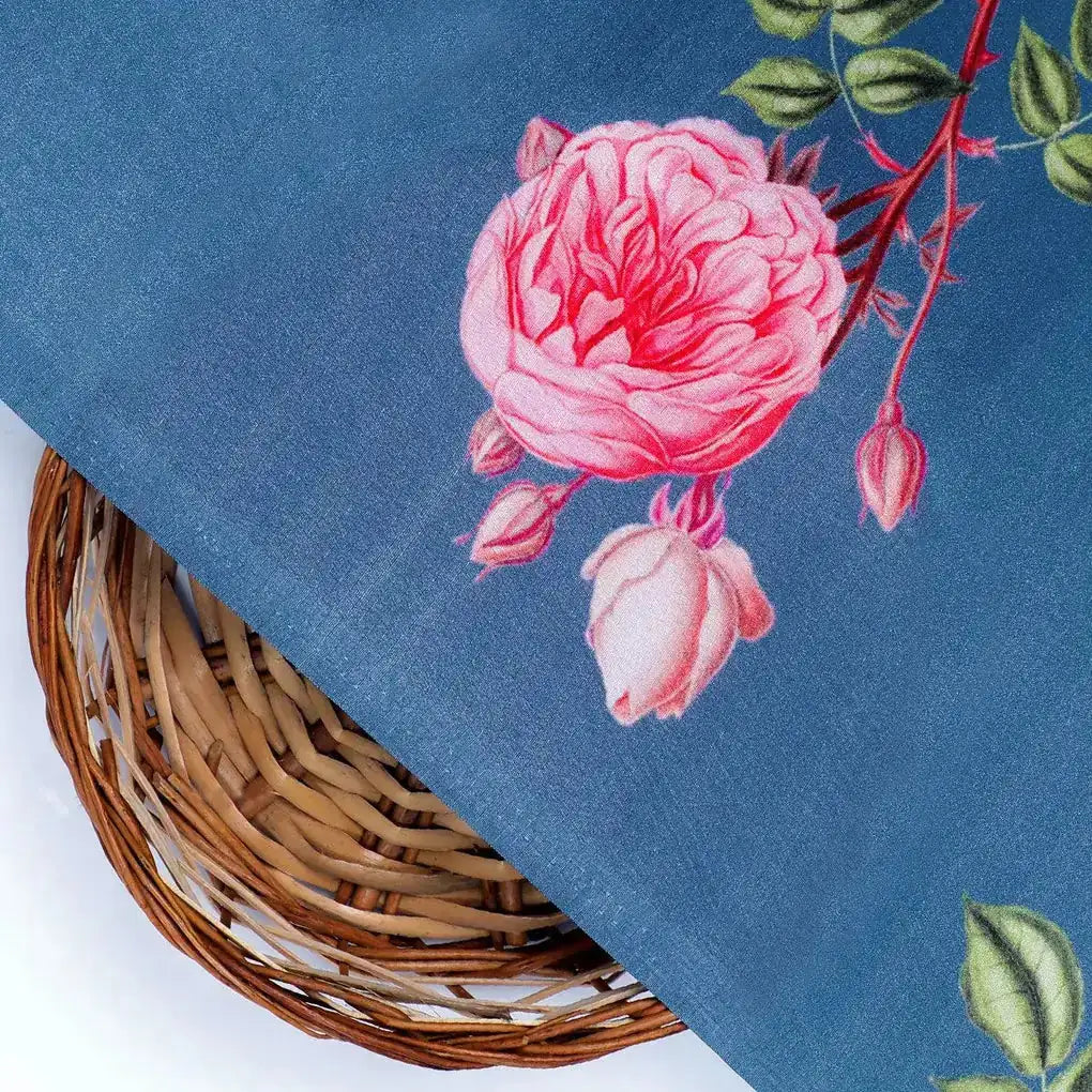 Red Rose Laying Over Blue Base Digital Printed Fabric – js 0 0ta07107p3 110 red rose laying over blue base digital printed fabric 2