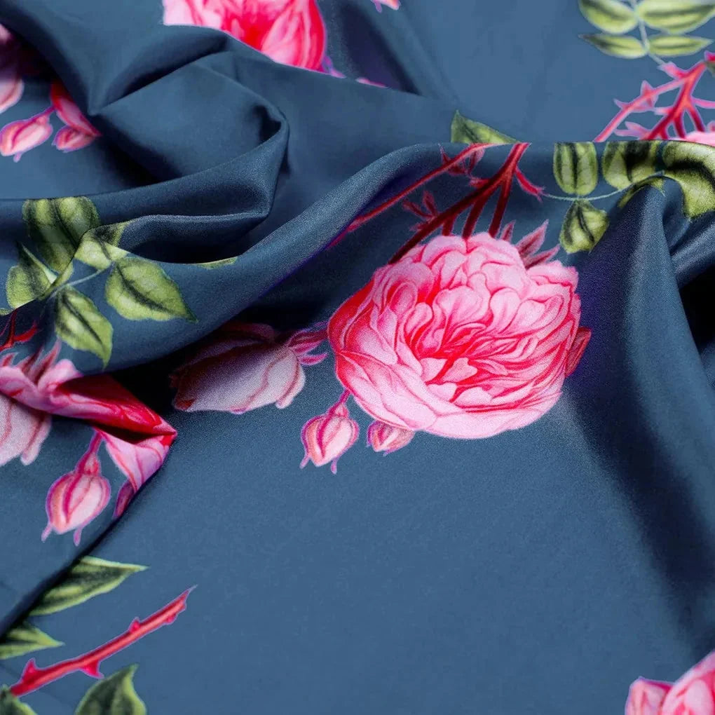 Red Rose Laying Over Blue Base Digital Printed Fabric – js 0 0ta07107p3 110 red rose laying over blue base digital printed fabric 3