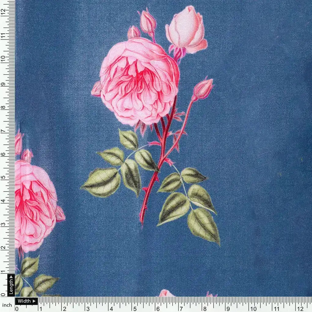 Red Rose Laying Over Blue Base Digital Printed Fabric – js 0 0ta07107p3 110 red rose laying over blue base digital printed fabric 4