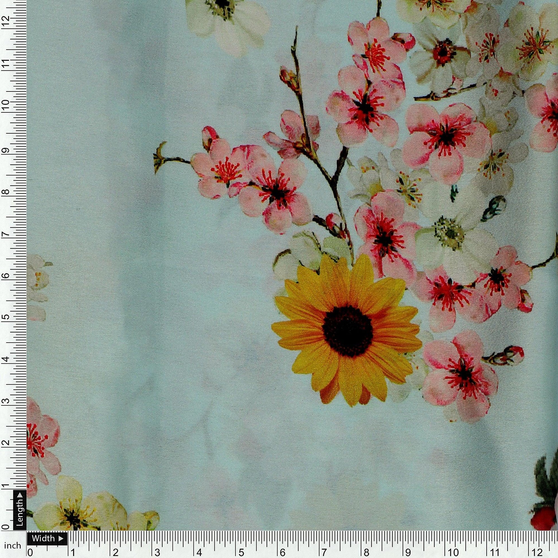 Beautiful Floral Vine Pista Base Digital Printed Fabric - FAB VOGUE Studio®