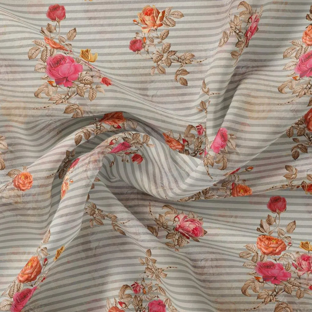 Peony Floral Strips Orange With Red Digital Printed Fabric – js 0 ma012282 110 peony floral strips orange with red digital printed fabric 3