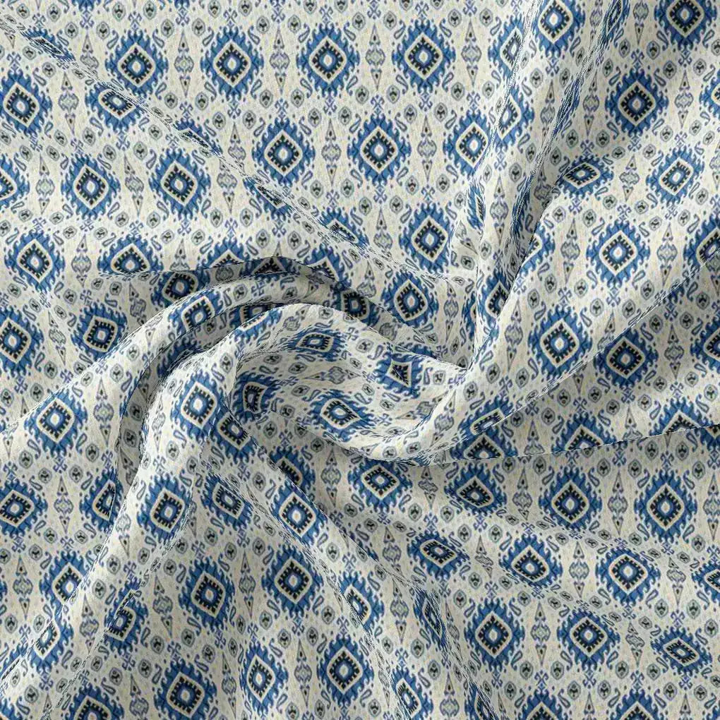 Tiny Blue Medallion Motif Digital Printed Fabric  - Japan Satin – js 0 ma012738 110 tiny blue medallion motif digital printed fabric japan satin 1