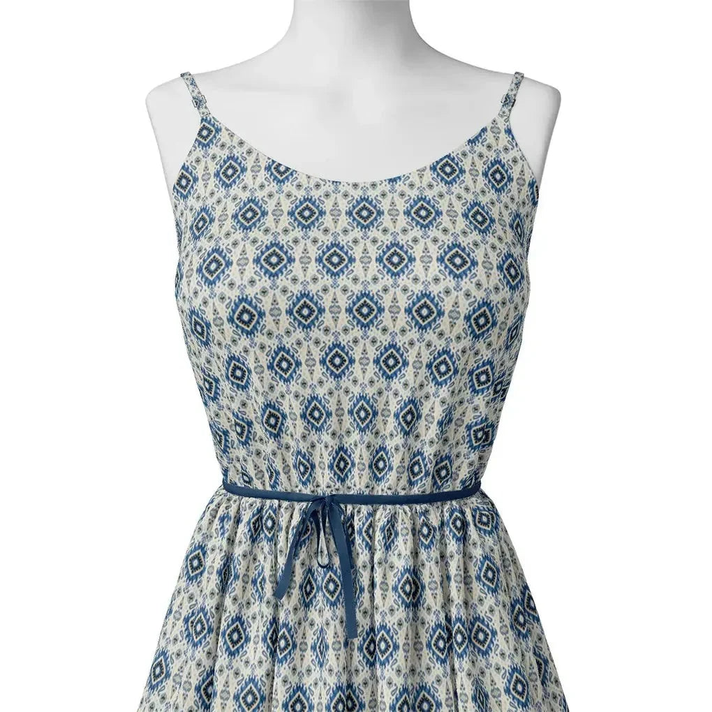 Tiny Blue Medallion Motif Digital Printed Fabric  - Japan Satin – js 0 ma012738 110 tiny blue medallion motif digital printed fabric japan satin 2