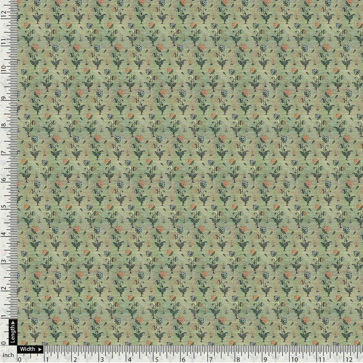 Beautiful Green Seamless Motif Flower Digital Printed Fabric - FAB VOGUE Studio®