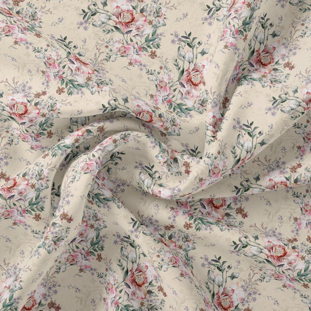 Cool Summer Carnation Flower Digital Printed Fabric - Japan Satin - FAB VOGUE Studio®