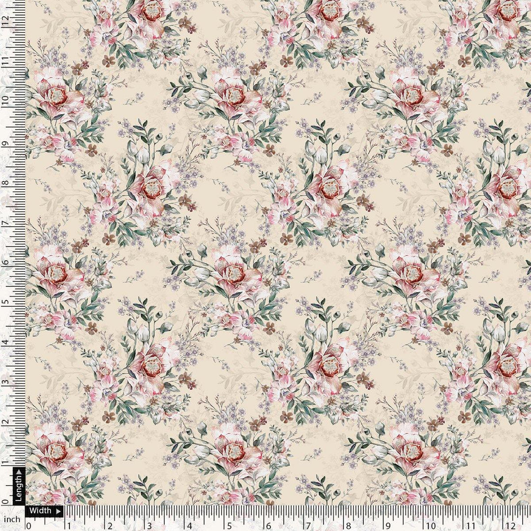 Cool Summer Carnation Flower Digital Printed Fabric - Japan Satin - FAB VOGUE Studio®