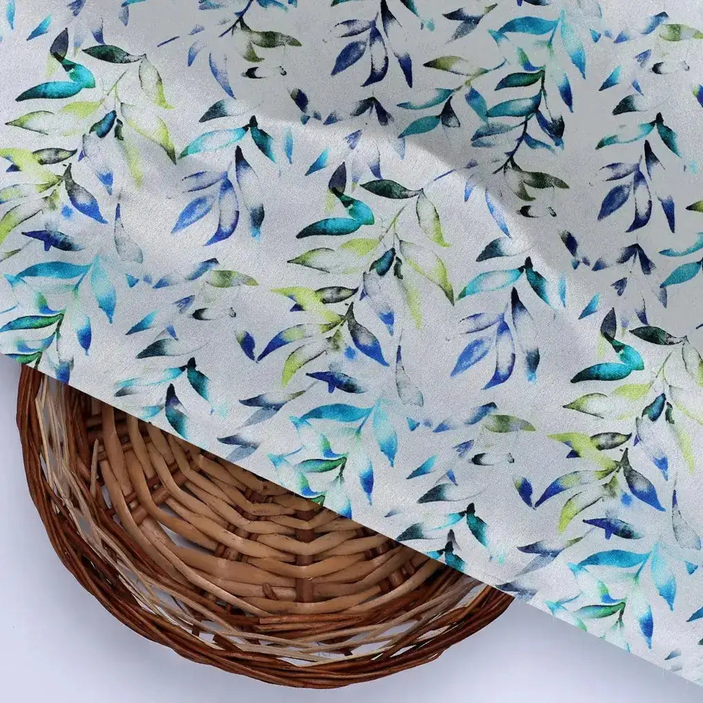 Green And Bluish Leaves Motif Digital Printed Fabric  - Japan Satin – js 0 ma013650 110 green and bluish leaves motif digital printed fabric japan satin 2