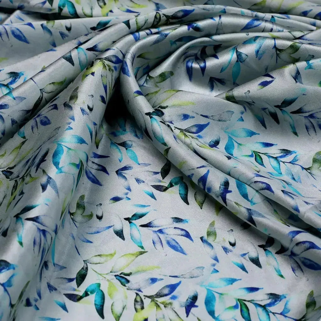 Green And Bluish Leaves Motif Digital Printed Fabric  - Japan Satin – js 0 ma013650 110 green and bluish leaves motif digital printed fabric japan satin 3