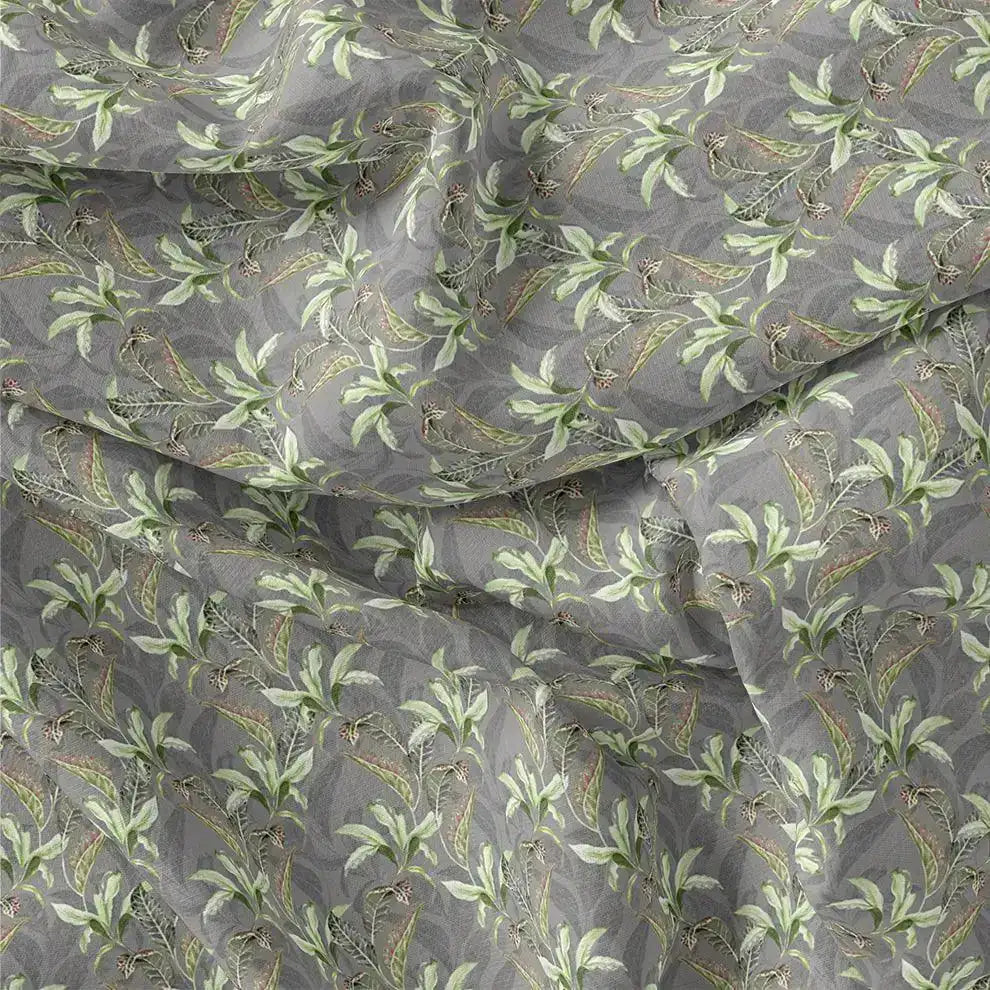 Pista Flower On Grey Digital Printed Fabric  - Japan Satin – js 0 ma013654 110 pista flower on grey digital printed fabric japan satin 1