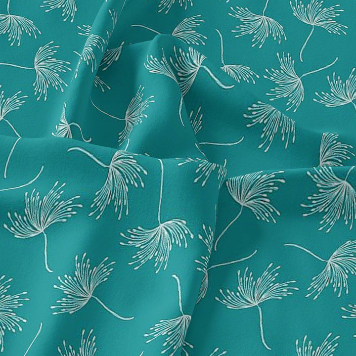 White Floating Flower Digital Printed Fabric - Japan Satin - FAB VOGUE Studio®