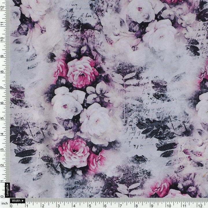 Vintage Floral Art Collection Digital Printed Fabric - Japan Satin - FAB VOGUE Studio®