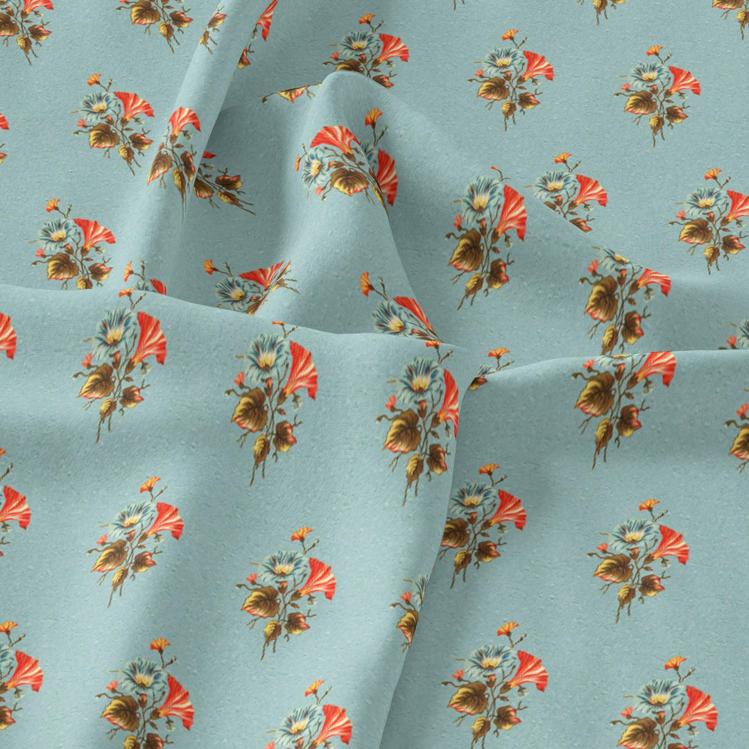Vintage Flower Repeat Digital Printed Fabric - Japan Satin - FAB VOGUE Studio®