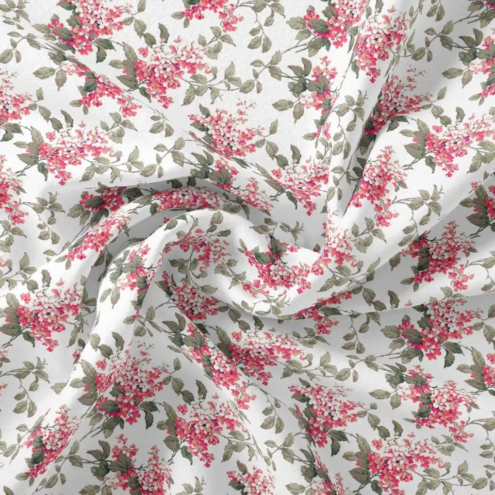 Tiny Daffodil Flower With Birch Leaves Digital Printed Fabric - Japan Satin – js 0 ma016202 110 tiny daffodil flower with birch leaves digital printed fabric japan satin 1