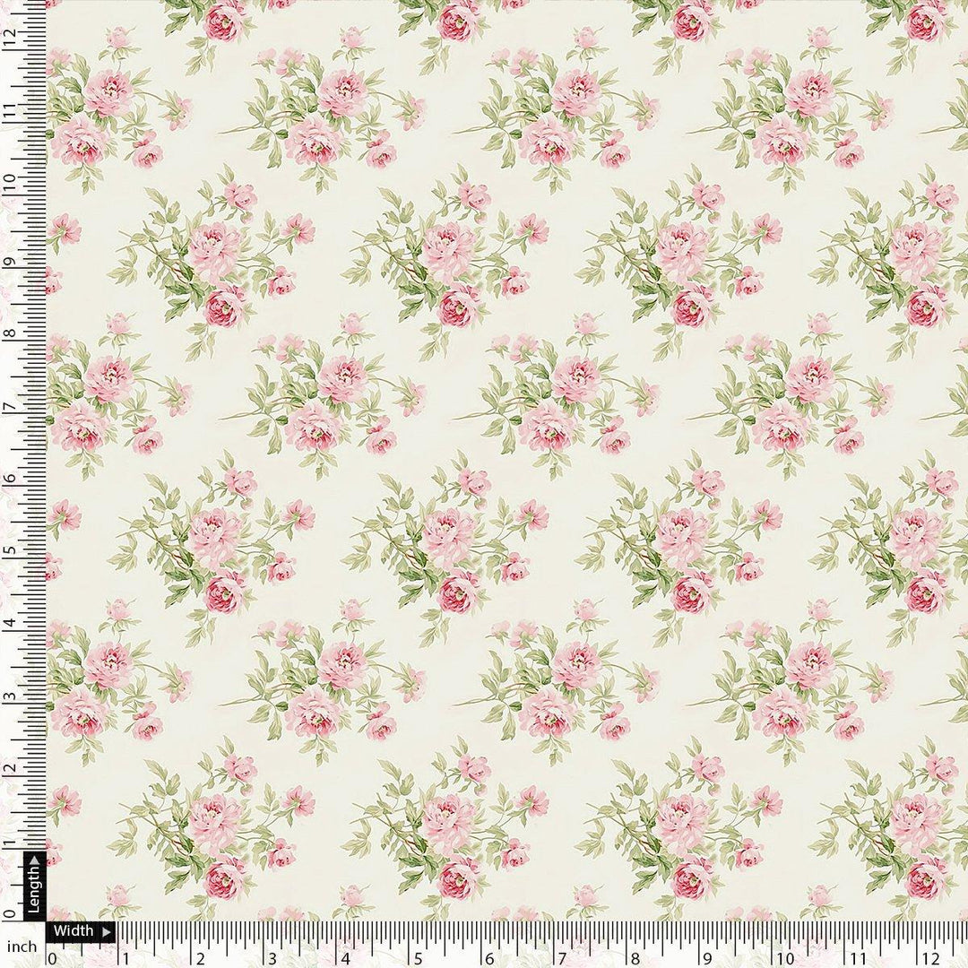 Attractive Summer Pink Roses Seamless Digital Printed Fabric - FAB VOGUE Studio®