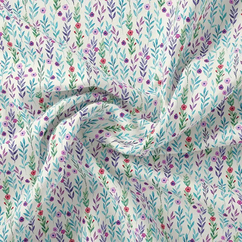 Tiny Multicolour Leaves With Tiny Flower Digital Printed Fabric – js 0 ma017710 110 tiny multicolour leaves with tiny flower digital printed fabric 1