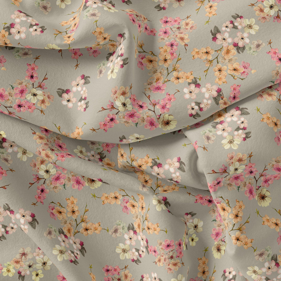Beautiful Ditsy Gold Sand With Pot Pourri Colour Digital Printed Fabric - FAB VOGUE Studio®