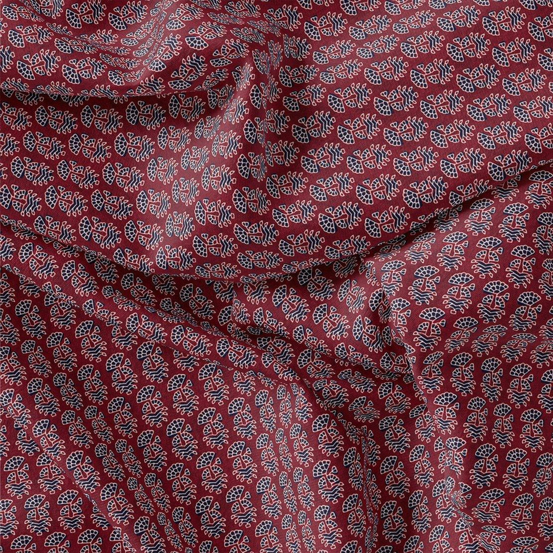 Decorative Flower Tree Redish Digital Printed Fabric - FAB VOGUE Studio®