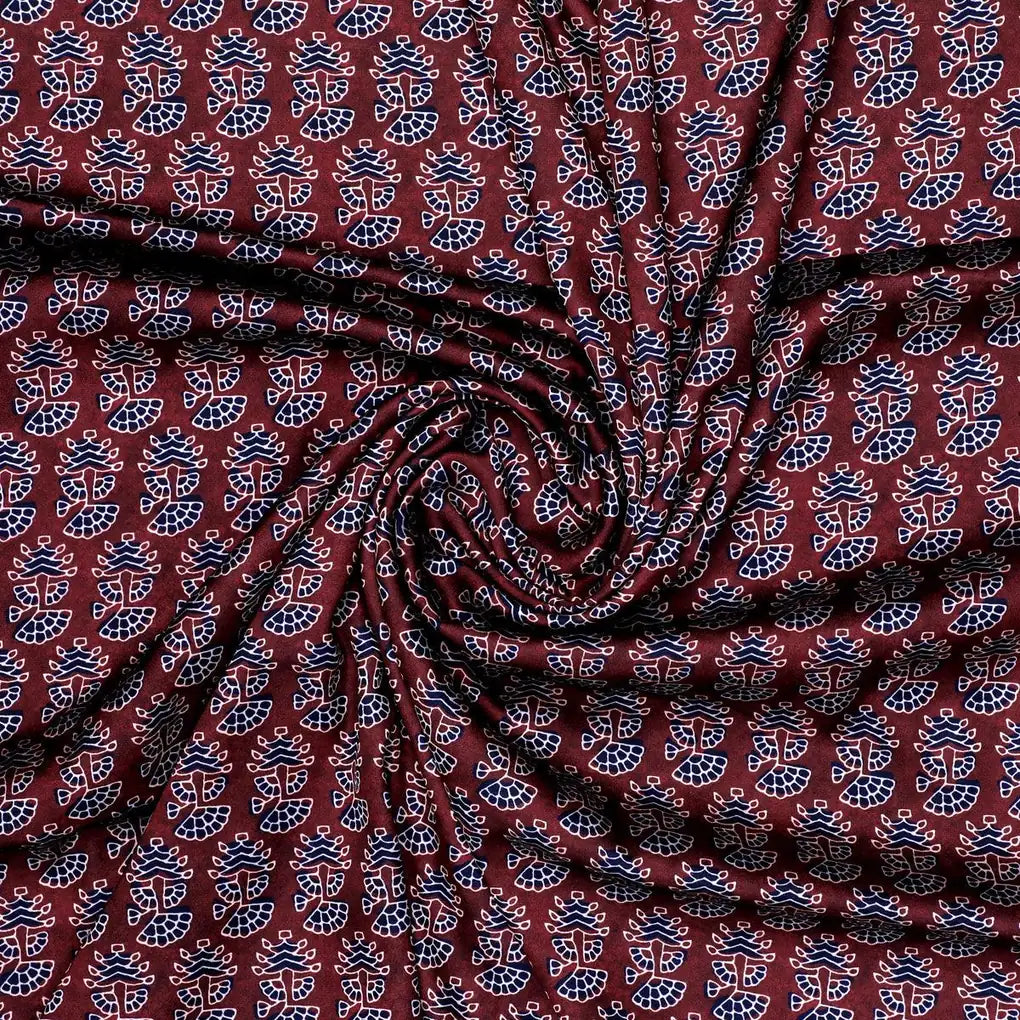 Decorative Flower Tree Redish Digital Printed Fabric - Japan Satin – js 0 ma0182 110 decorative flower tree redish digital printed fabric japan satin 1