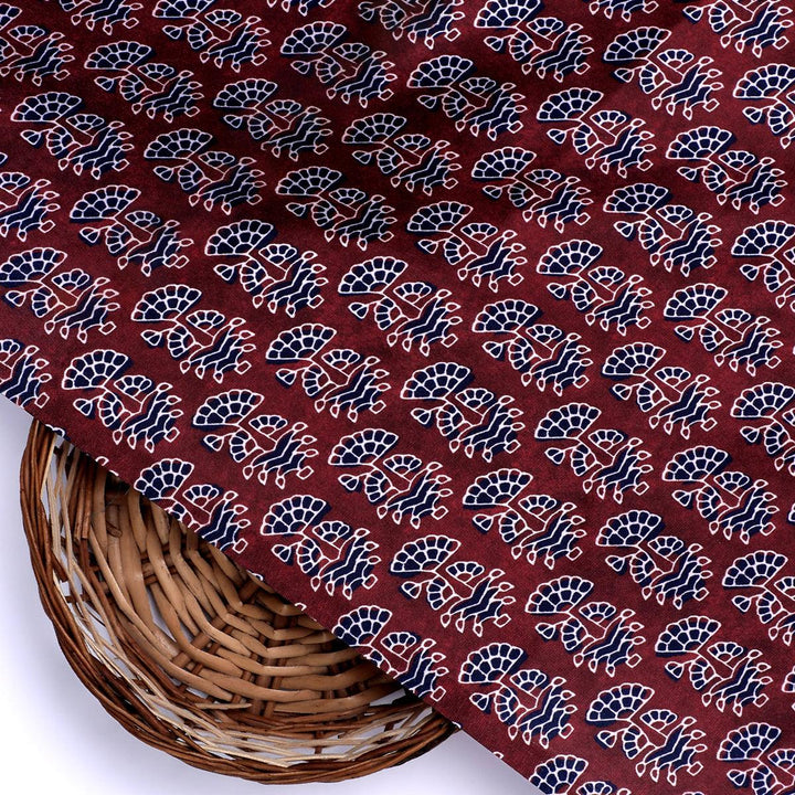 Decorative Flower Tree Redish Digital Printed Fabric - Japan Satin - FAB VOGUE Studio®