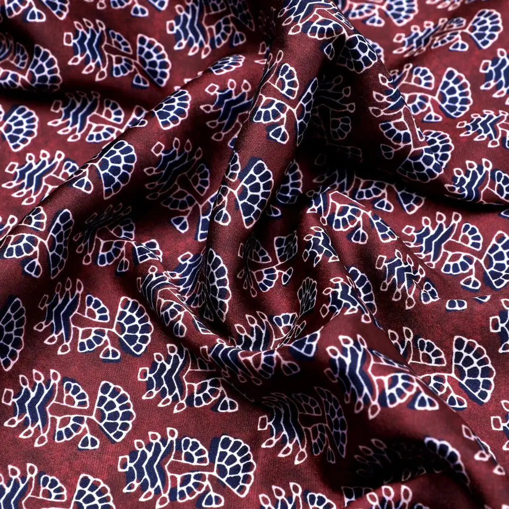 Decorative Flower Tree Redish Digital Printed Fabric - Japan Satin – js 0 ma0182 110 decorative flower tree redish digital printed fabric japan satin 3