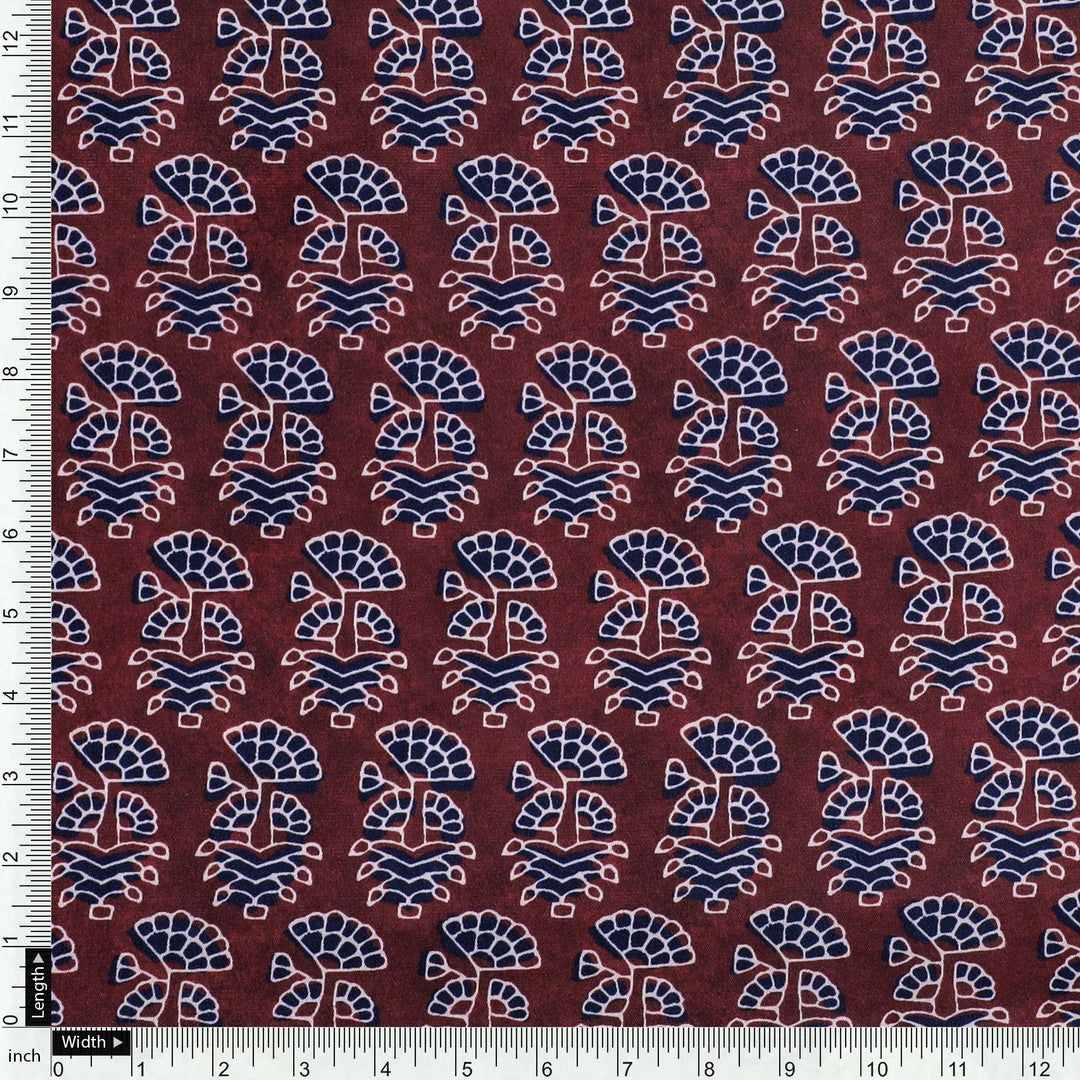 Decorative Flower Tree Redish Digital Printed Fabric - Japan Satin - FAB VOGUE Studio®