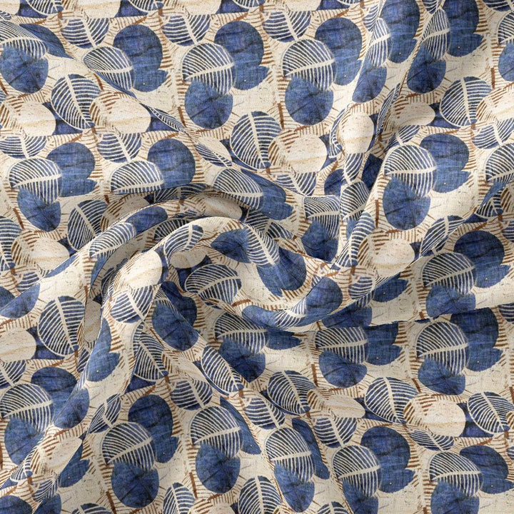 Stylized Round Leaf Digital Printed Fabric - Japan Satin - FAB VOGUE Studio®