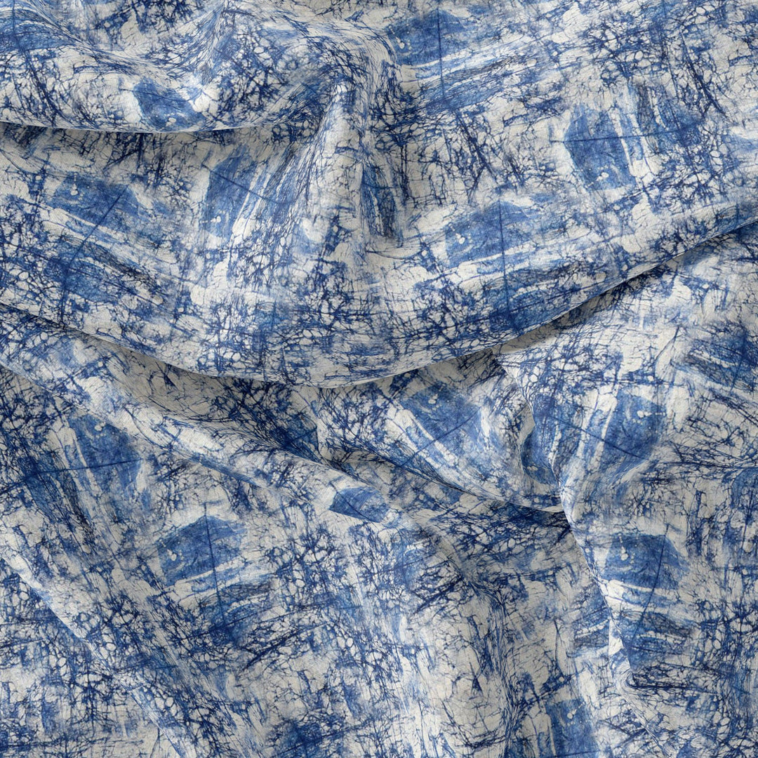 Blue Artistic Abstract Digital Printed Fabric - FAB VOGUE Studio®