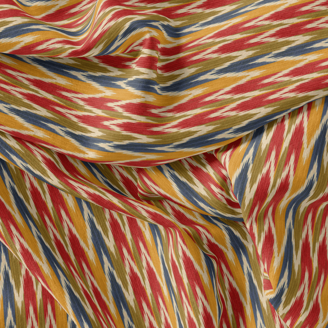 Beautiful Multicolour Ikat Digital Printed Fabric - FAB VOGUE Studio®