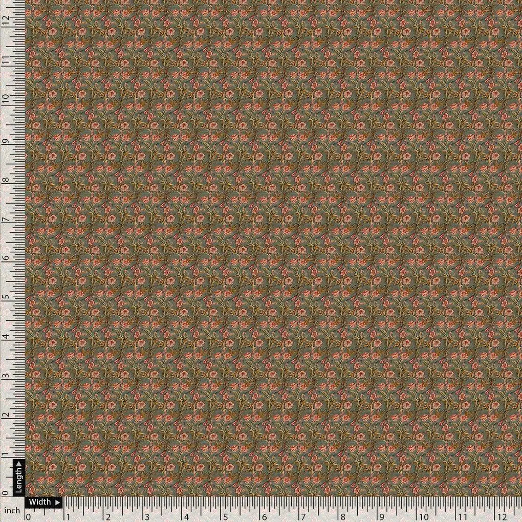 Tiny Golden Branch With Burnt Umber Roses Digital Printed Fabric – js 0 ma02821 110 tiny golden branch with burnt umber roses digital printed fabric 4
