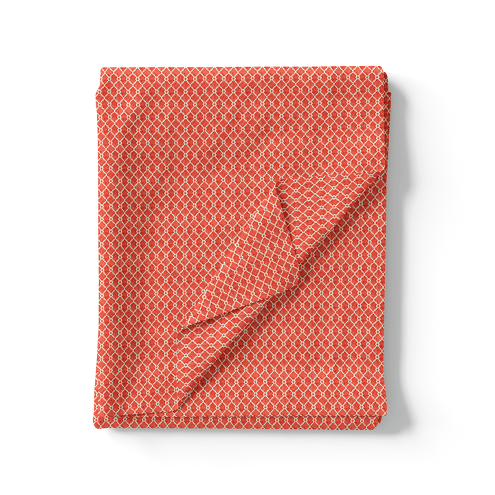 Orange Repeat Rhombus Lattice Digital Printed Fabric - FAB VOGUE Studio®