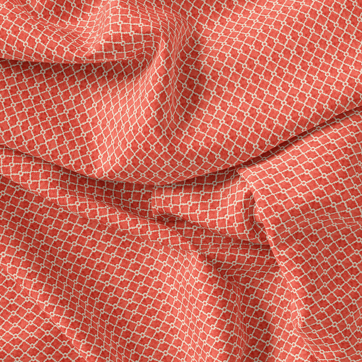 Orange Repeat Rhombus Lattice Digital Printed Fabric - FAB VOGUE Studio®