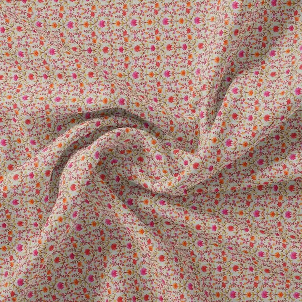 Art Nouveau Pink And Orange Flower Digital Printed Fabric – js 0 ma02948 110 art nouveau pink and orange flower digital printed fabric 1