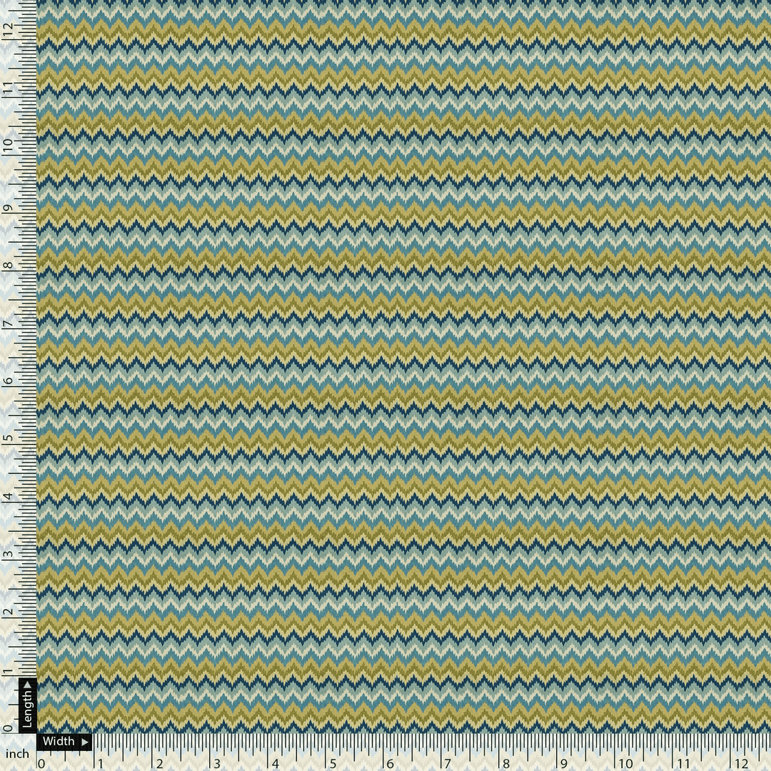 Morden Multicolour Glitch Zigzag Digital Printed Fabric - FAB VOGUE Studio®