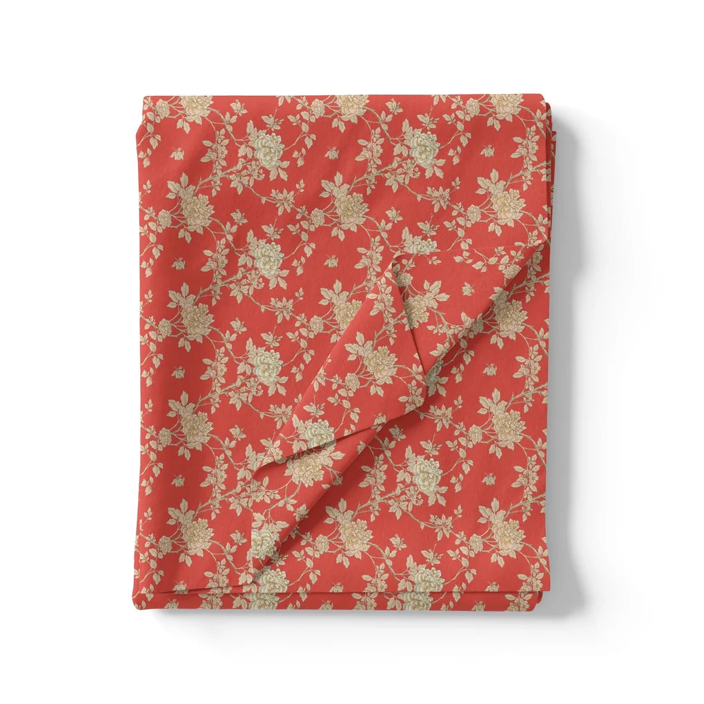 Western Golden Flower With Orange Background Digital Printed Fabric – js 0 ma03131 110 western golden flower with orange background digital printed fabric 3