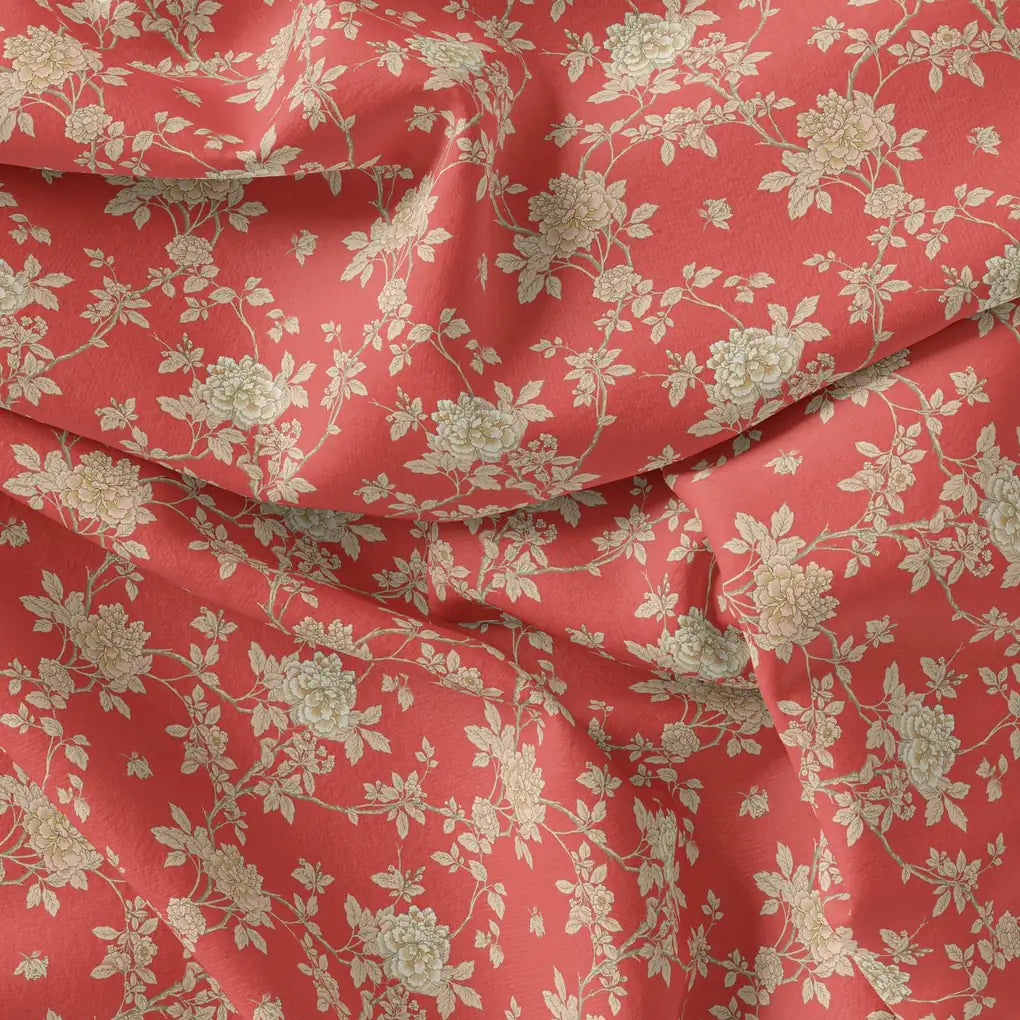 Western Golden Flower With Orange Background Digital Printed Fabric – js 0 ma03131 110 western golden flower with orange background digital printed fabric 4