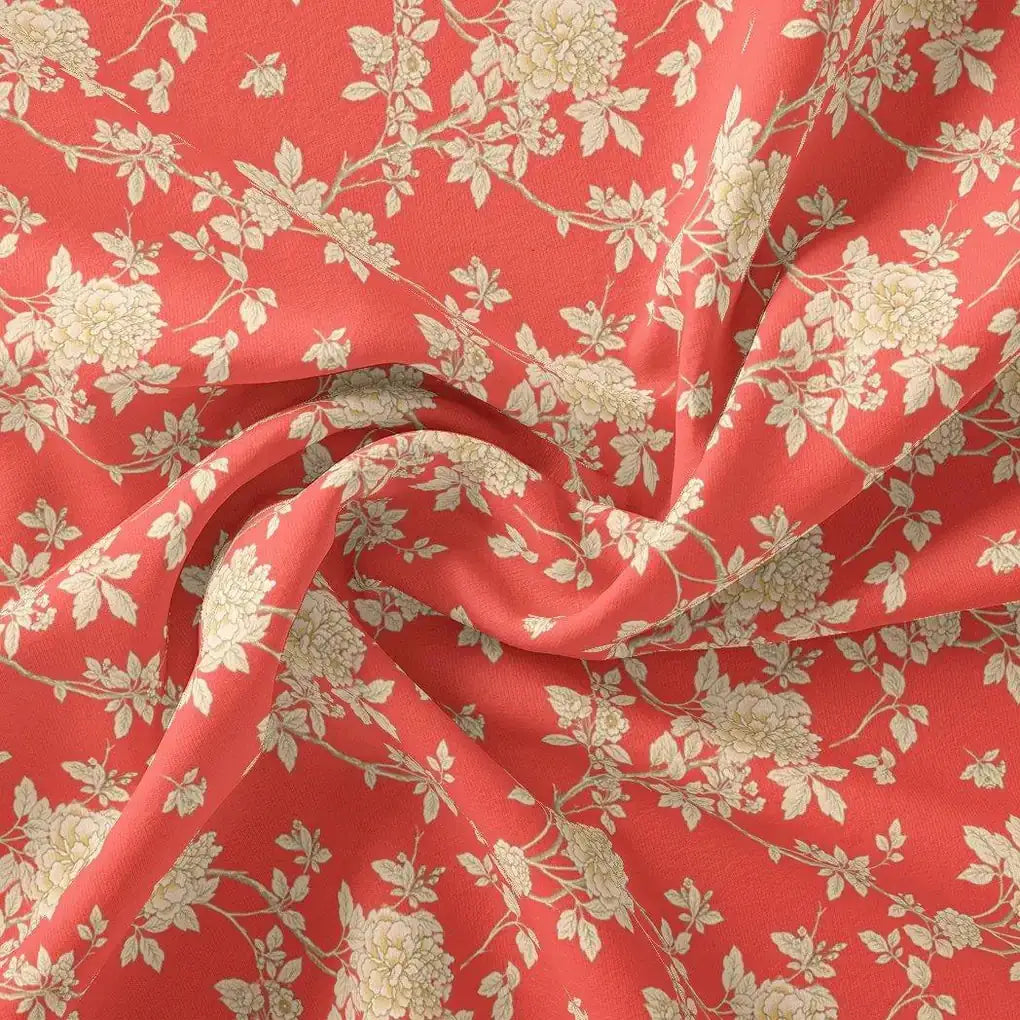 Flower Bunch On Dreamy Orange Digital Printed Fabric – js 0 ma03131p3 110 flower bunch on dreamy orange digital printed fabric 1