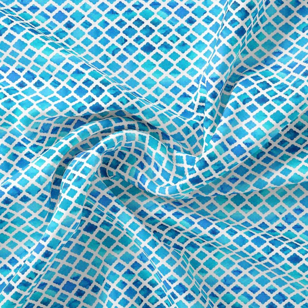 Blue Lattice Lovely Seamless Digital Printed Fabric - FAB VOGUE Studio®