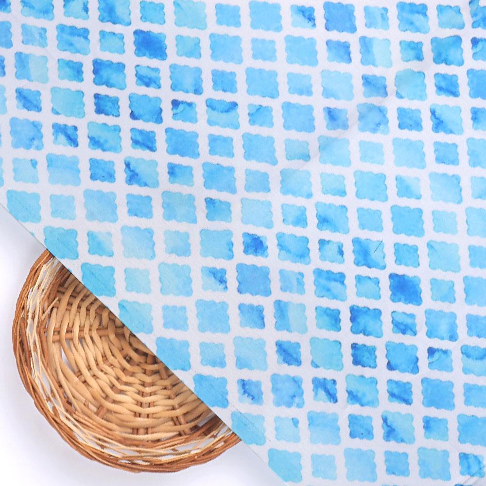 Blue Lattice Lovely Seamless Digital Printed Fabric - Japan Satin - FAB VOGUE Studio®