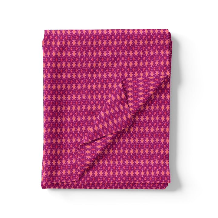 Classic Multi Pattern Ikat Pink Colour Digital Printed Fabric - FAB VOGUE Studio®