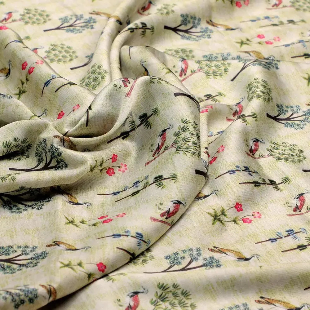 Pista Chinoiserie With Birds Digital Printed Fabric - Japan Satin – js 0 ma04430 110 pista chinoiserie with birds digital printed fabric japan satin 3