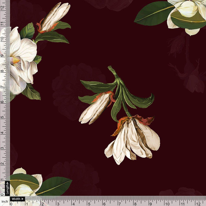 Big White Flower Repeat Digital Printed Fabric - FAB VOGUE Studio®