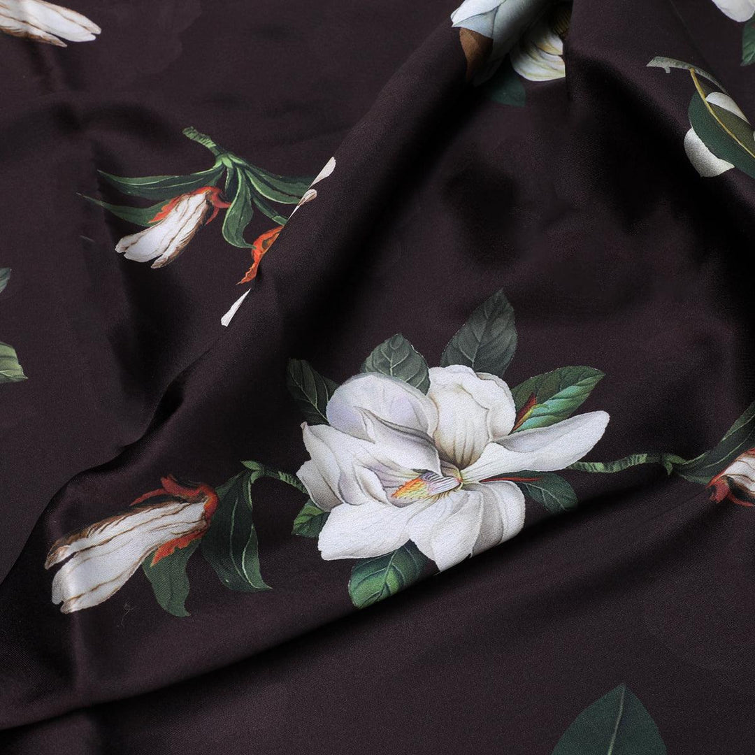 Big White Flower Repeat Digital Printed Fabric - Japan Satin - FAB VOGUE Studio®