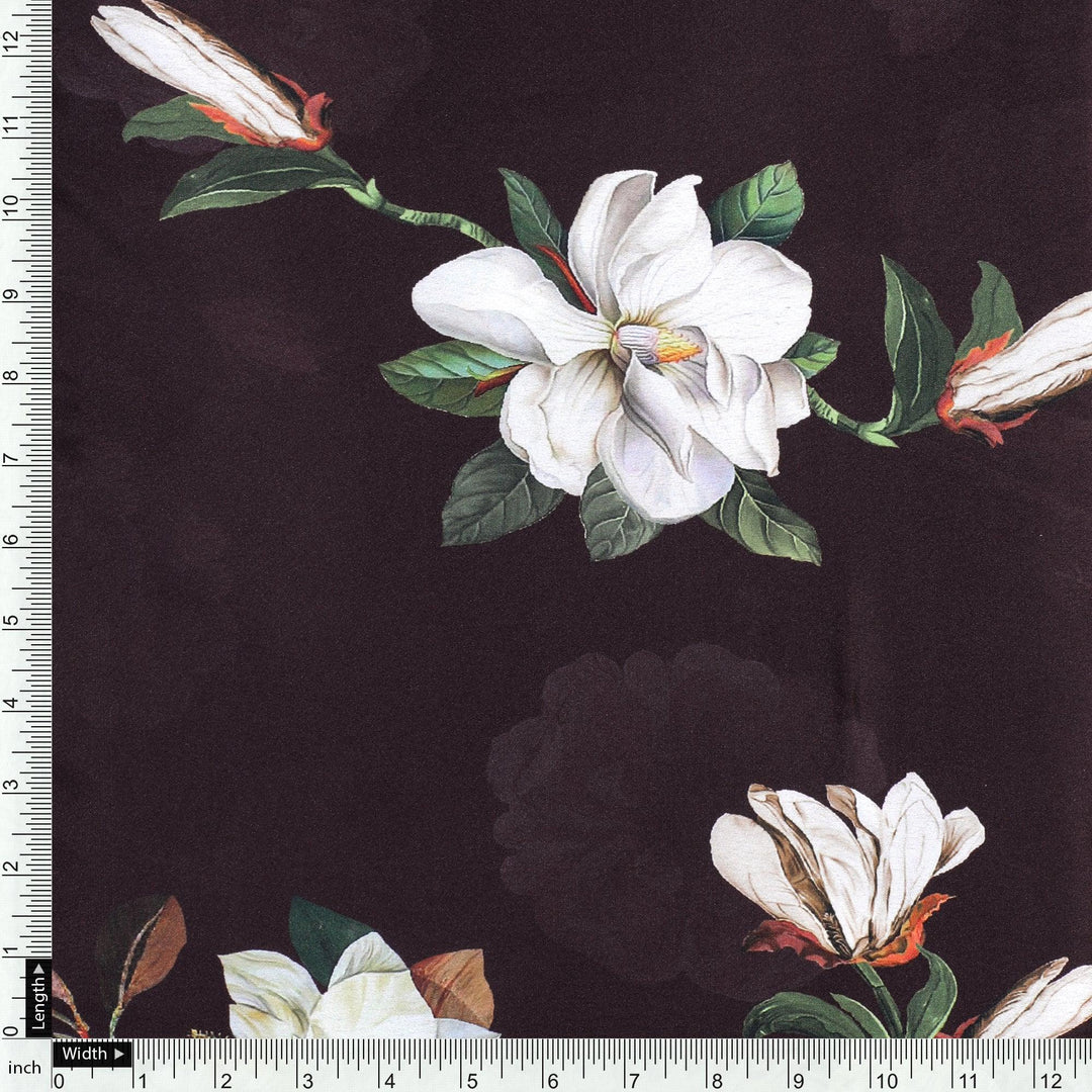 Big White Flower Repeat Digital Printed Fabric - Japan Satin - FAB VOGUE Studio®