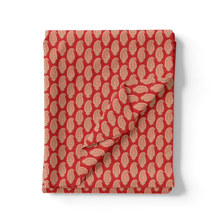 New Seamless Paisley Valiant Poppy Colour Digital Printed Fabric - FAB VOGUE Studio®